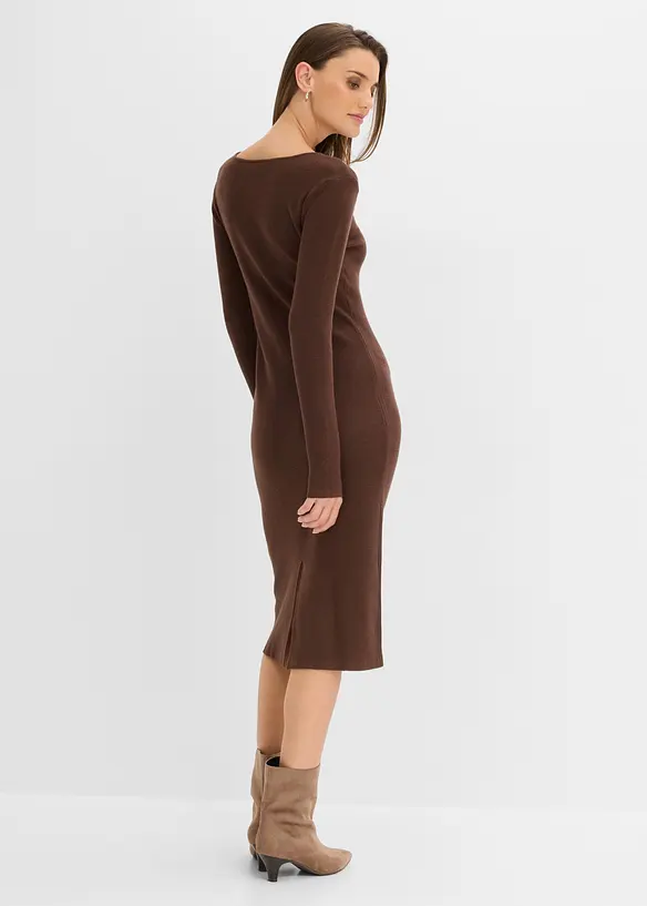 Strickkleid aus Viskose- Mix in braun von hinten (Totalaufnahme) - bonprix Strickkleid aus Viskose- Mix in braun von hinten (Totalaufnahme) - bonprix