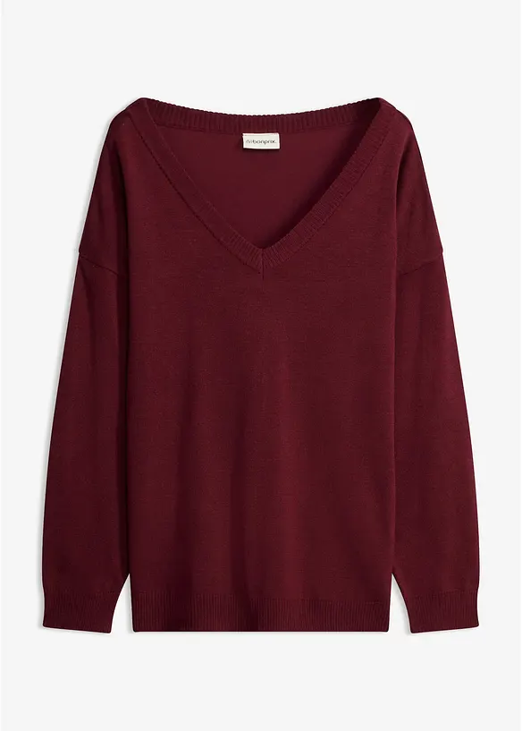 Oversize-Pullover aus Viskose- mix in rot von vorne - bonprix