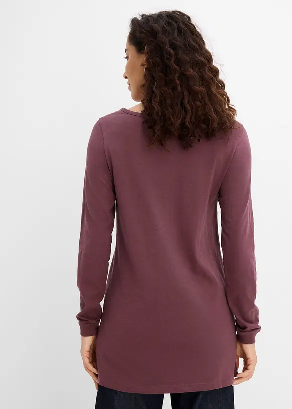 Longshirt aus reiner Baumwolle in lila von hinten (im Anschnitt) - bonprix