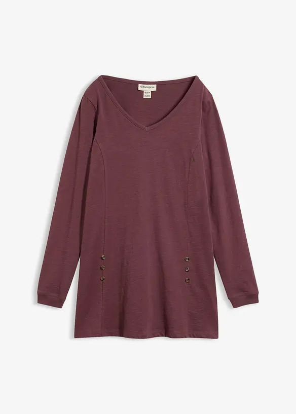 Longshirt aus reiner Baumwolle in lila von vorne - bonprix