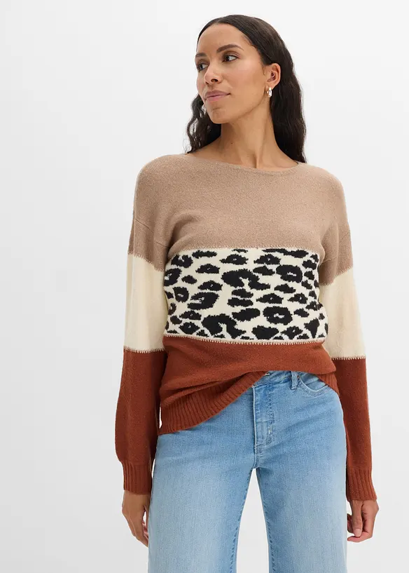 Oversize-Pullover in braun von vorne (im Anschnitt) - bonprix