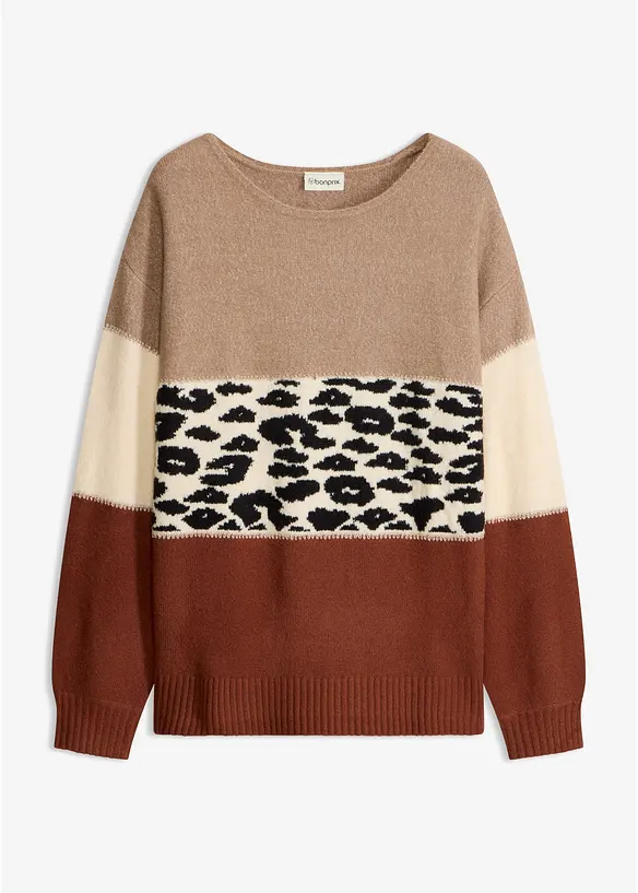Oversize-Pullover in braun von vorne - bonprix
