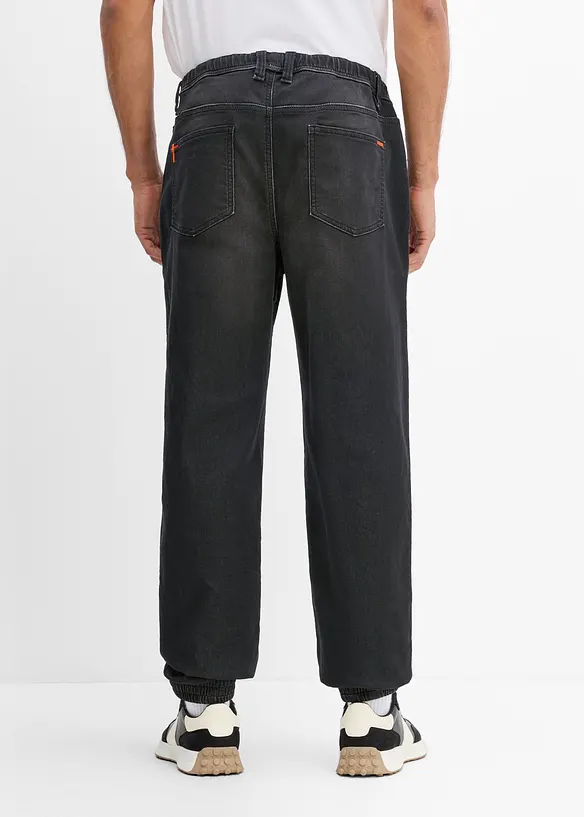 Regular Fit Jeans-Jogger mit Dehnbund, Straight in schwarz von hinten - bonprix