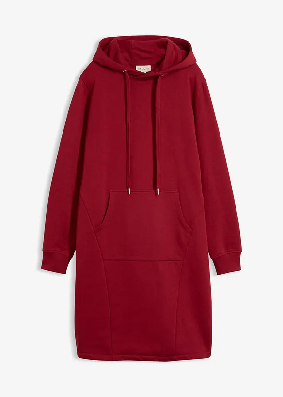 Sweatkleid aus Baumwoll-Mix in rot von vorne - bonprix
