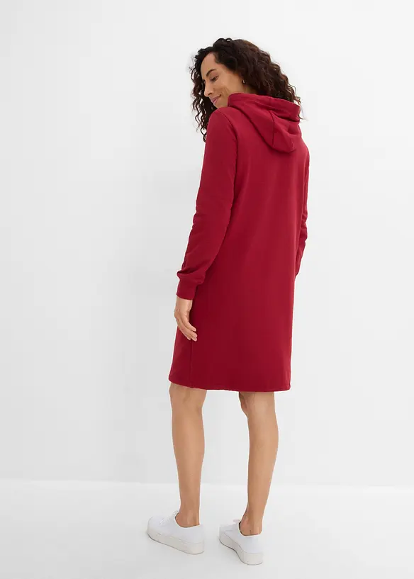 Sweatkleid aus Baumwoll-Mix in rot von hinten (Totalaufnahme) - bonprix