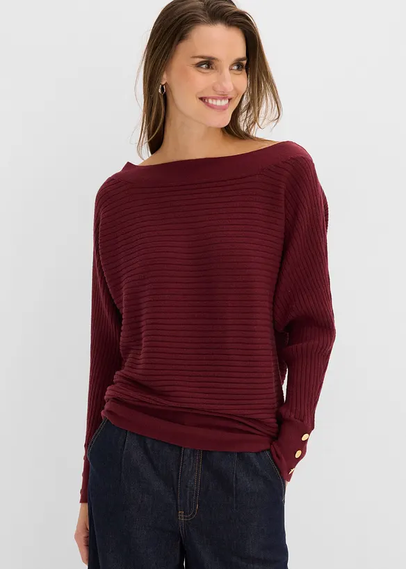Feinstrickpullover aus Viskose-Mix in rot von vorne (im Anschnitt) - bonprix