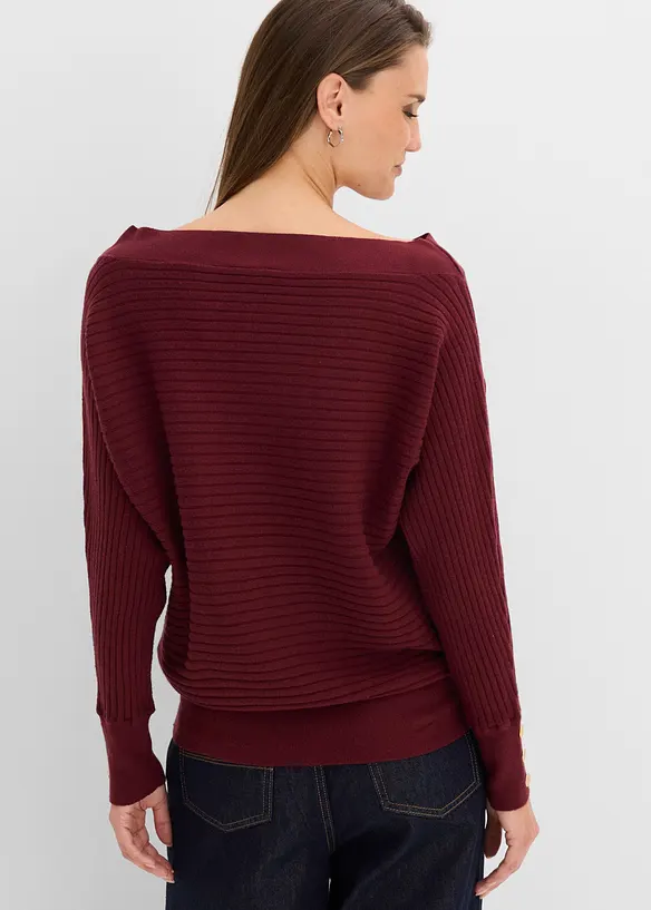 Feinstrickpullover aus Viskose-Mix in rot von hinten (im Anschnitt) - bonprix