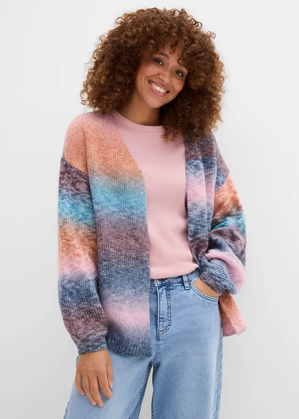 Grobstrickjacke aus weichem Woll-Mix in petrol von vorne (im Anschnitt) - bonprix Grobstrickjacke aus weichem Woll-Mix in petrol von vorne (im Anschnitt) - bonprix