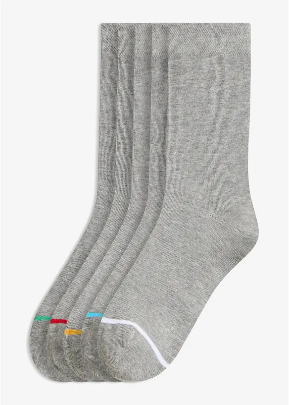 Socken mit Bio-Baumwolle (5er Pack) in grau von vorne - bonprix