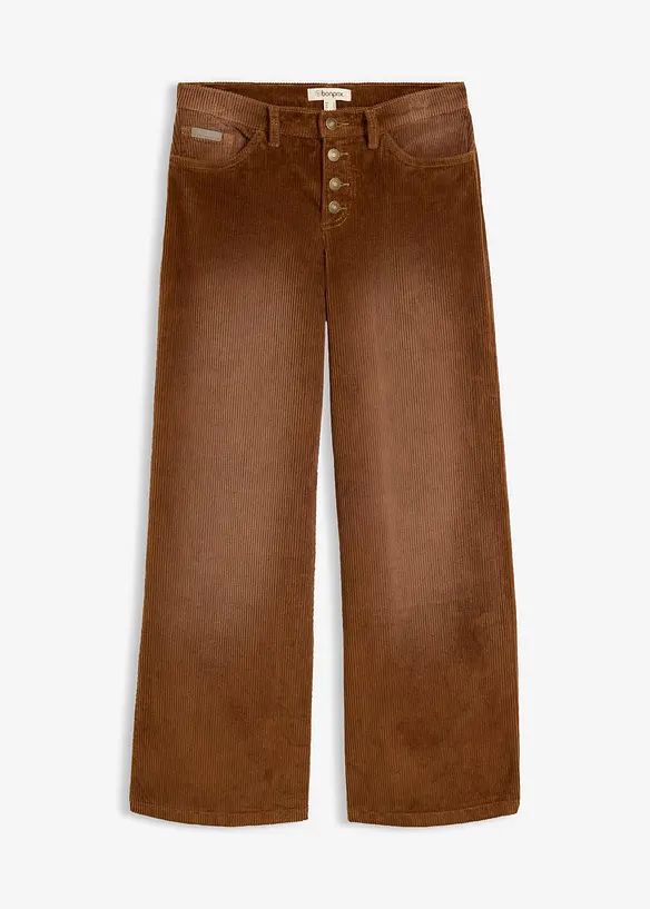 Cordhose aus elastischem Baumwoll-Mix in braun von vorne - bonprix