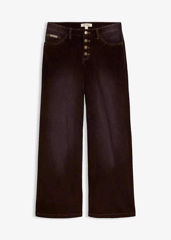Cordhose aus elastischem Baumwoll-Mix in braun von vorne - bonprix