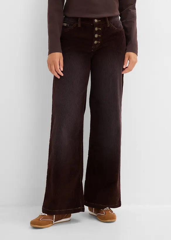 Cordhose aus elastischem Baumwoll-Mix in braun von vorne - bonprix