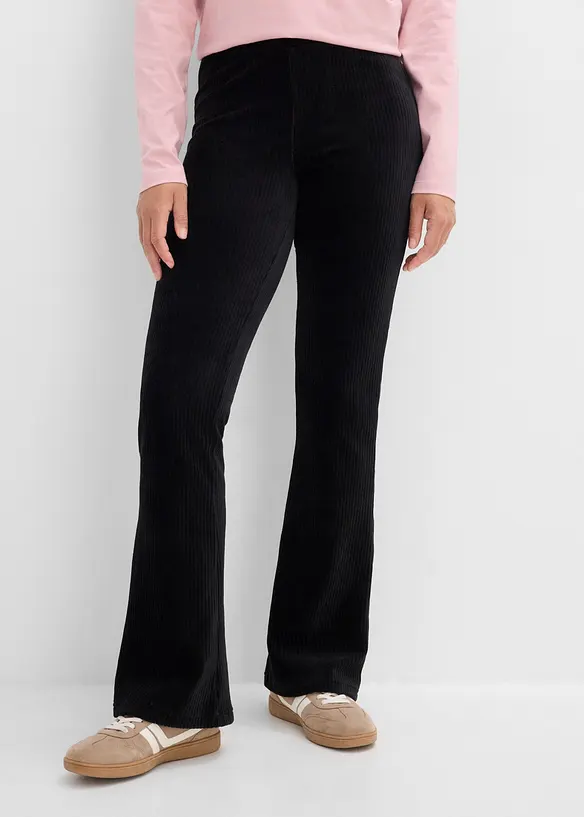 Ausgestellte Leggings in Cordoptik in schwarz von vorne - bonprix Ausgestellte Leggings in Cordoptik in schwarz von vorne - bonprix
