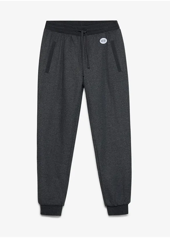 Thermo-Jogginghose mit flauschigem Teddyfleece in grau von vorne - bonprix