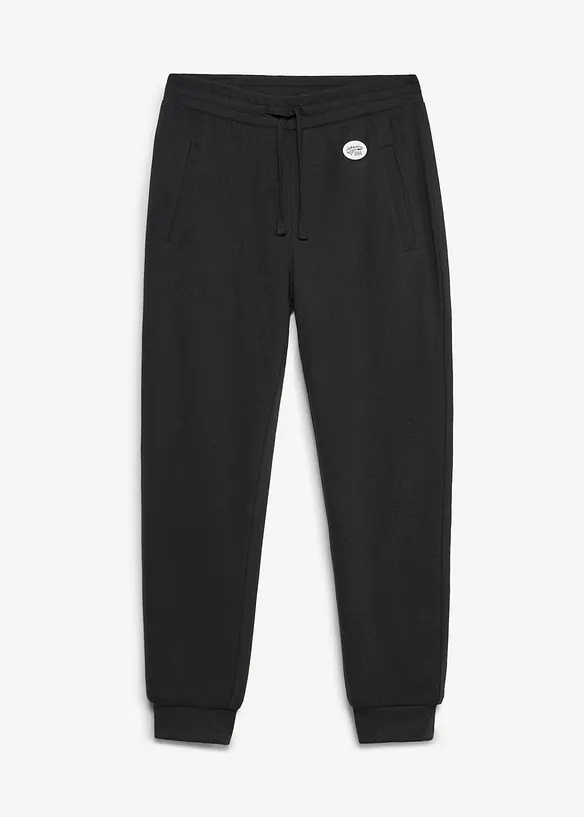 Thermo-Jogginghose mit flauschigem Teddyfleece in schwarz von vorne - bonprix