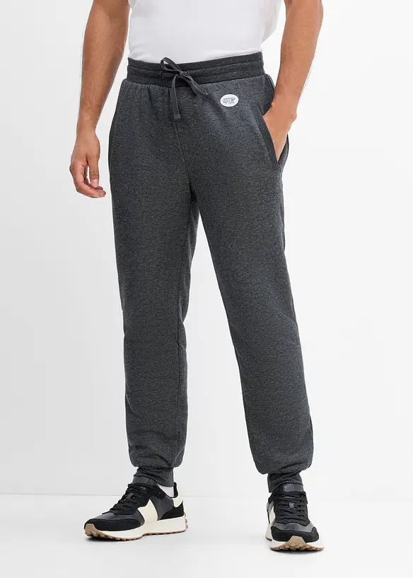 Thermo-Jogginghose mit flauschigem Teddyfleece in grau von vorne - bonprix