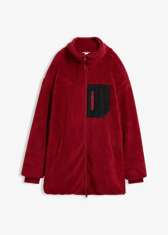 Teddy-Fleece Jacke in rot von vorne - bonprix