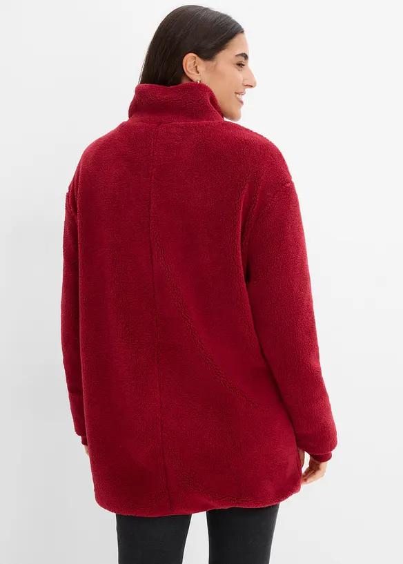Teddy-Fleece Jacke in rot von hinten (im Anschnitt) - bonprix