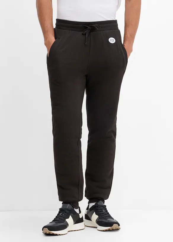 Thermo-Jogginghose mit flauschigem Teddyfleece in schwarz von vorne - bonprix