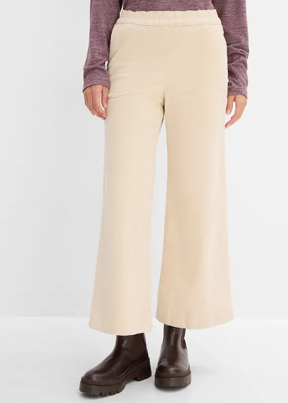 High-Waist-Cordhose aus Baumwoll-Mix in beige von vorne - bonprix High-Waist-Cordhose aus Baumwoll-Mix in beige von vorne - bonprix