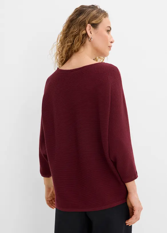 Oversize-Ripp-Pullover aus Viskose-Mix in rot von hinten (im Anschnitt) - bonprix