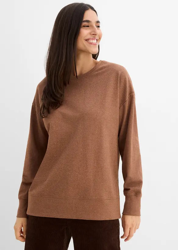 Sweatshirt aus Baumwoll-Mix in braun von vorne (im Anschnitt) - bonprix Sweatshirt aus Baumwoll-Mix in braun von vorne (im Anschnitt) - bonprix