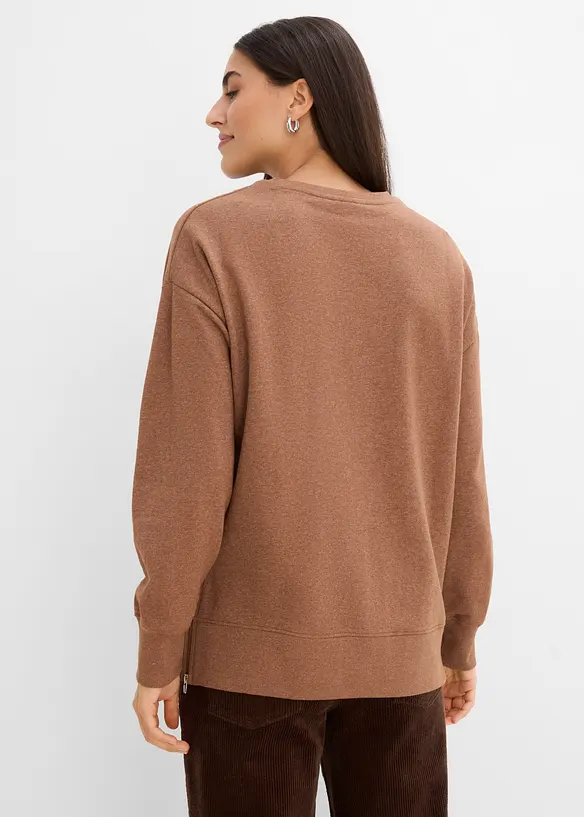 Sweatshirt aus Baumwoll-Mix in braun von hinten (im Anschnitt) - bonprix Sweatshirt aus Baumwoll-Mix in braun von hinten (im Anschnitt) - bonprix