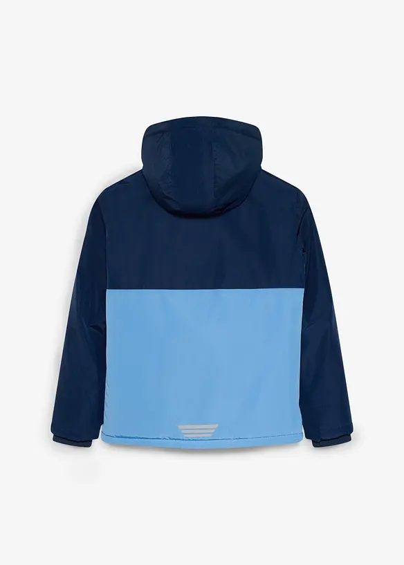 wasserdichte Winterjacke im Colourblocking mit Kapuze in blau von hinten - bonprix