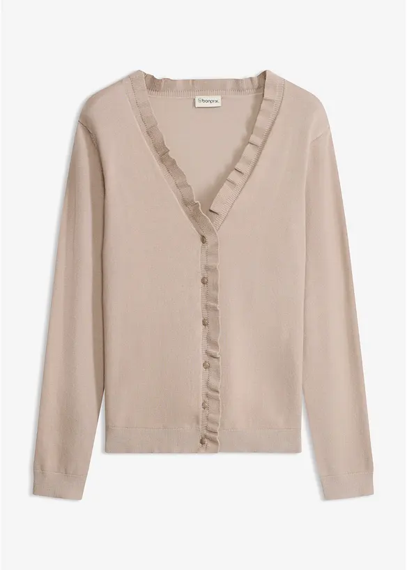 Feinstrickjacke aus fließendem Viskose-Mix in grau von vorne - bonprix