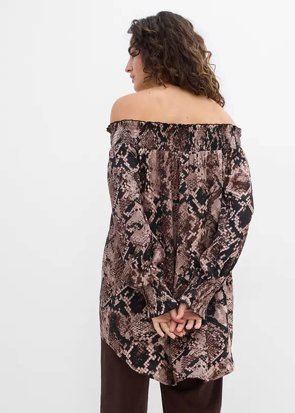 Vokuhila-Bluse in braun von hinten (im Anschnitt) - bonprix Vokuhila-Bluse in braun von hinten (im Anschnitt) - bonprix