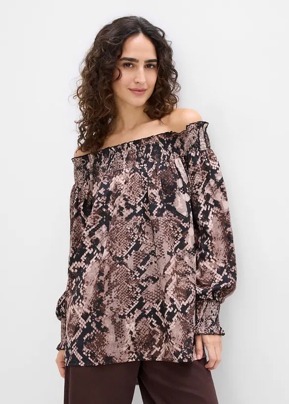 Vokuhila-Bluse in braun von vorne (im Anschnitt) - bonprix Vokuhila-Bluse in braun von vorne (im Anschnitt) - bonprix