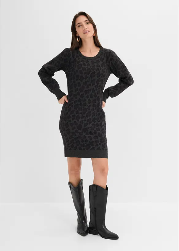 Strickkleid in grau von vorne (Totalaufnahme) - bonprix Strickkleid in grau von vorne (Totalaufnahme) - bonprix