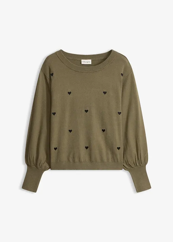 Feinstrickpullover aus Viskose-Mix in grün von vorne - bonprix