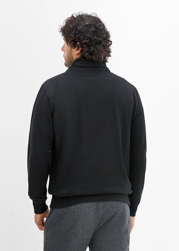 Schalkragen-Sweatshirt mit Lederimitat Details in schwarz von hinten (im Anschnitt) - bonprix