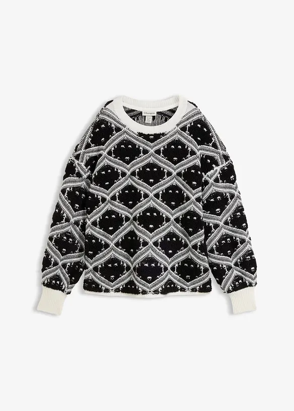 Boxy-Strickpullover in schwarz von vorne - bonprix