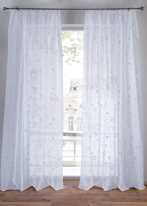 Gardine mit Glanz Sternen (1er Pack) in silber - bonprix