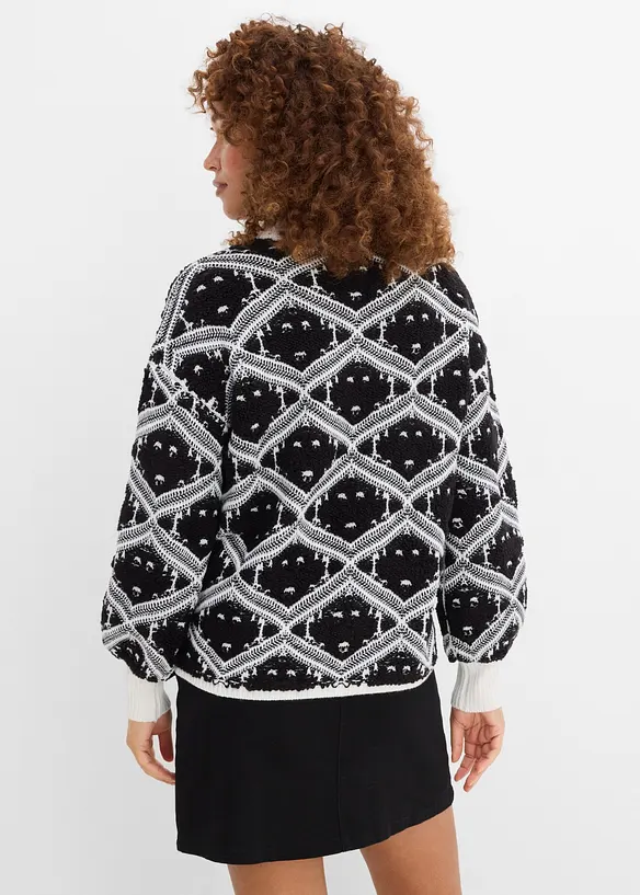 Boxy-Strickpullover in schwarz von hinten (im Anschnitt) - bonprix