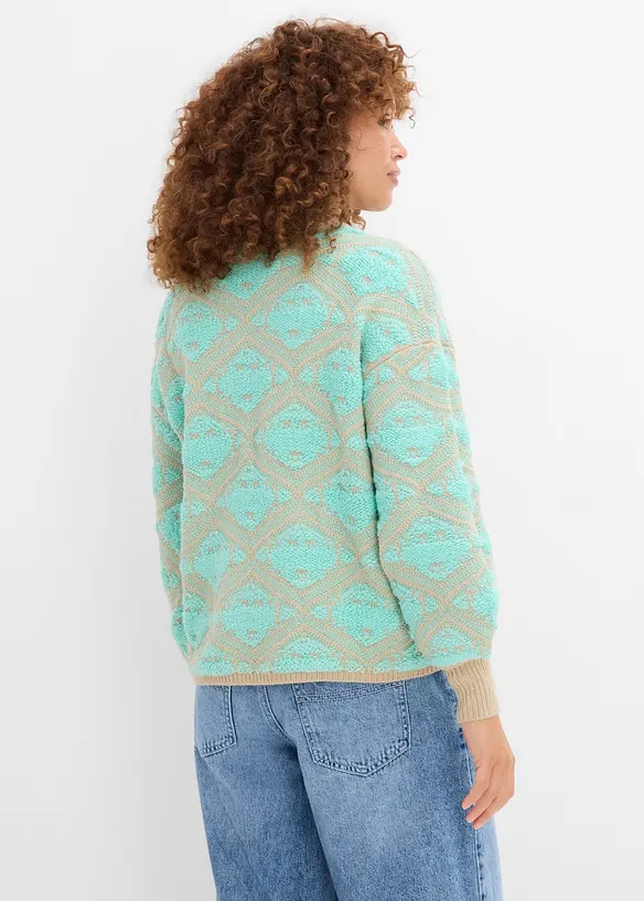 Boxy-Strickpullover in beige von hinten (im Anschnitt) - bonprix