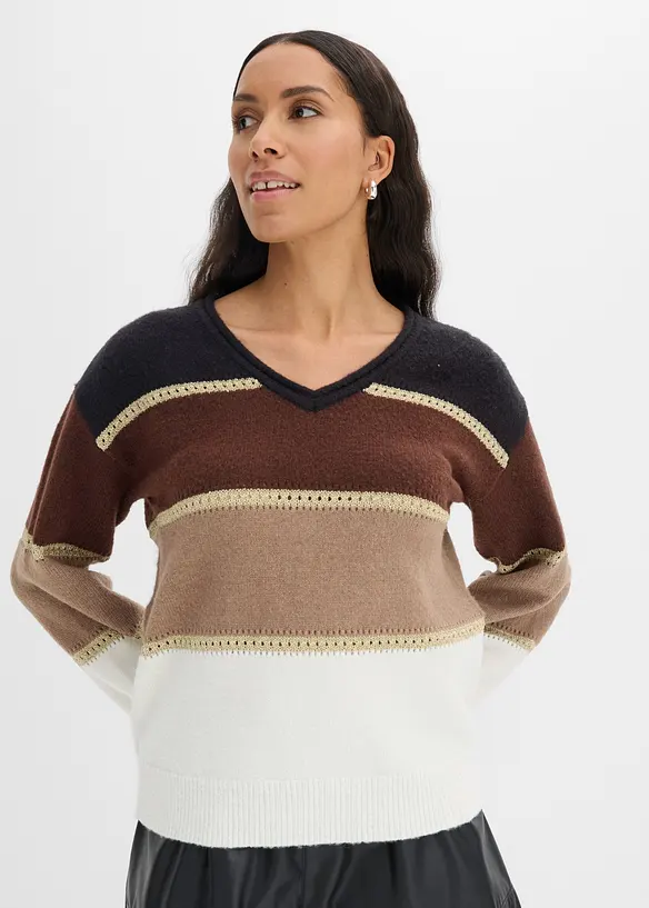 Pullover mit Ballonärmeln in schwarz von vorne (im Anschnitt) - bonprix