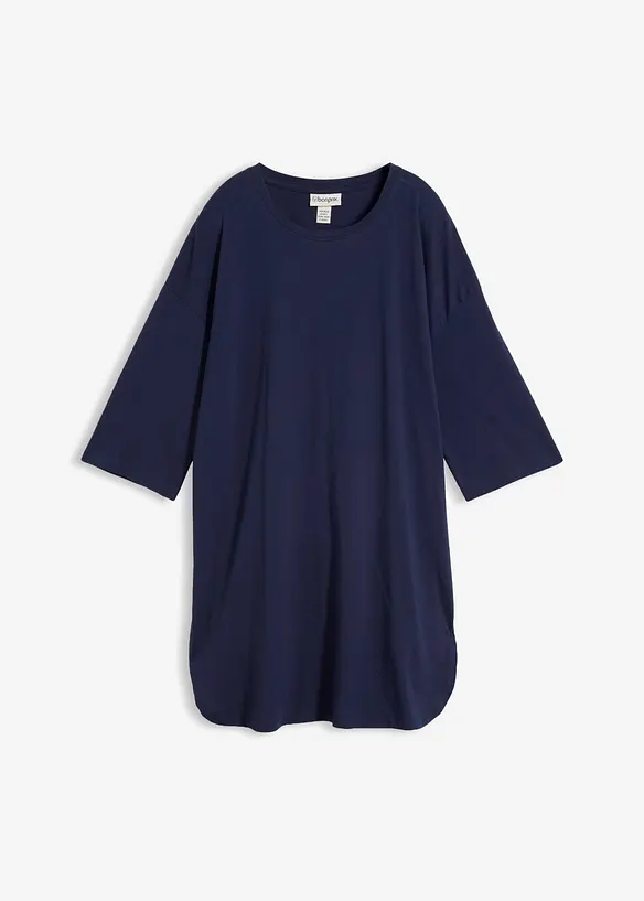 Oversize-Longshirt aus reiner Bio-Baumwolle in blau von vorne - bonprix