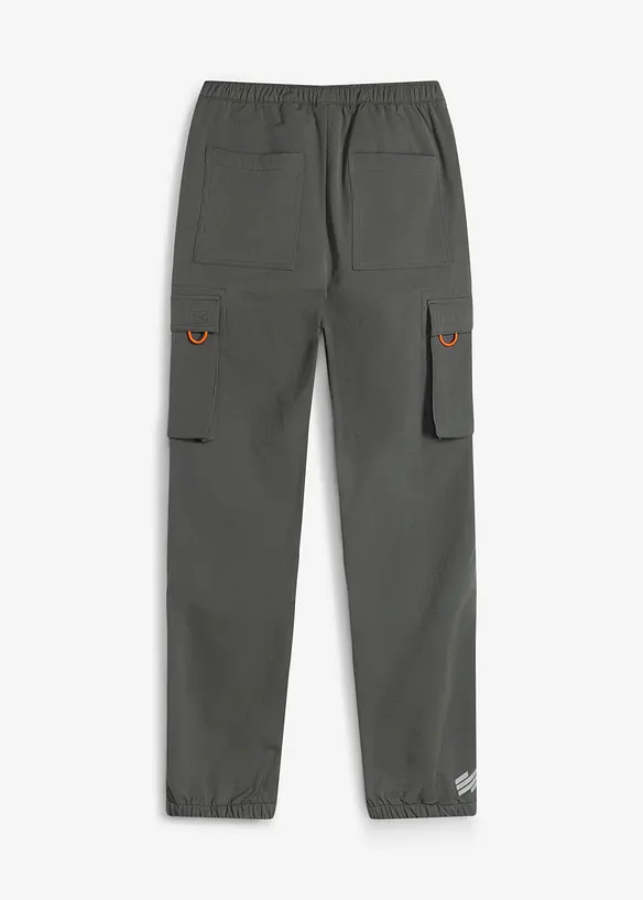 Stretch-Softshell-Cargohose mit Weitenverstellung, wasserabweisend in grau von hinten - bonprix