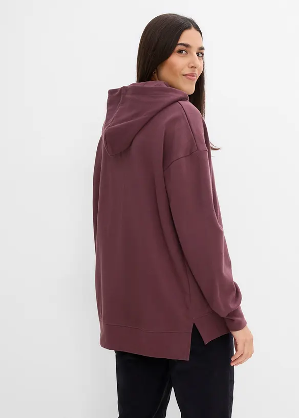 Hoodie aus reiner Baumwolle in lila von hinten (im Anschnitt) - bonprix