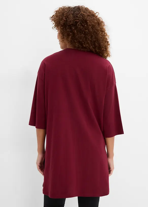 Oversize-Longshirt aus reiner Bio-Baumwolle in rot von hinten (im Anschnitt) - bonprix