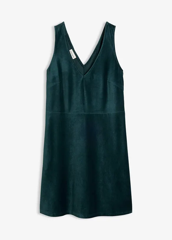Latzkleid aus elastischem Cord in grün von vorne - bonprix Latzkleid aus elastischem Cord in grün von vorne - bonprix