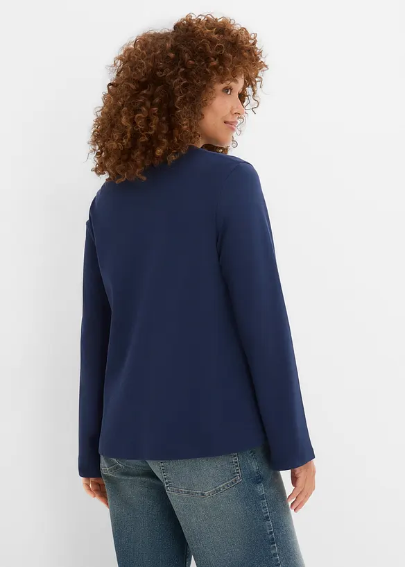 Langarmshirt aus reiner Bio-Baumwolle in blau von hinten (im Anschnitt) - bonprix