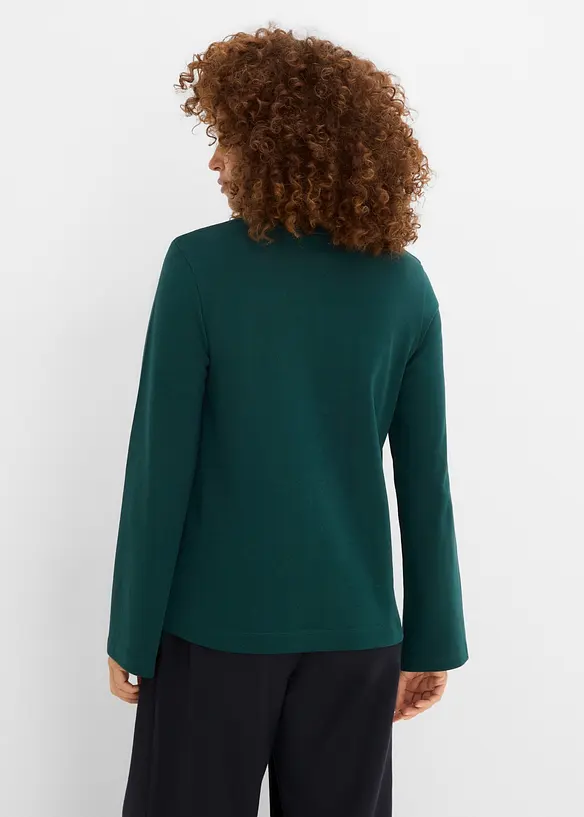 Langarmshirt aus reiner Bio-Baumwolle in grün von hinten (im Anschnitt) - bonprix