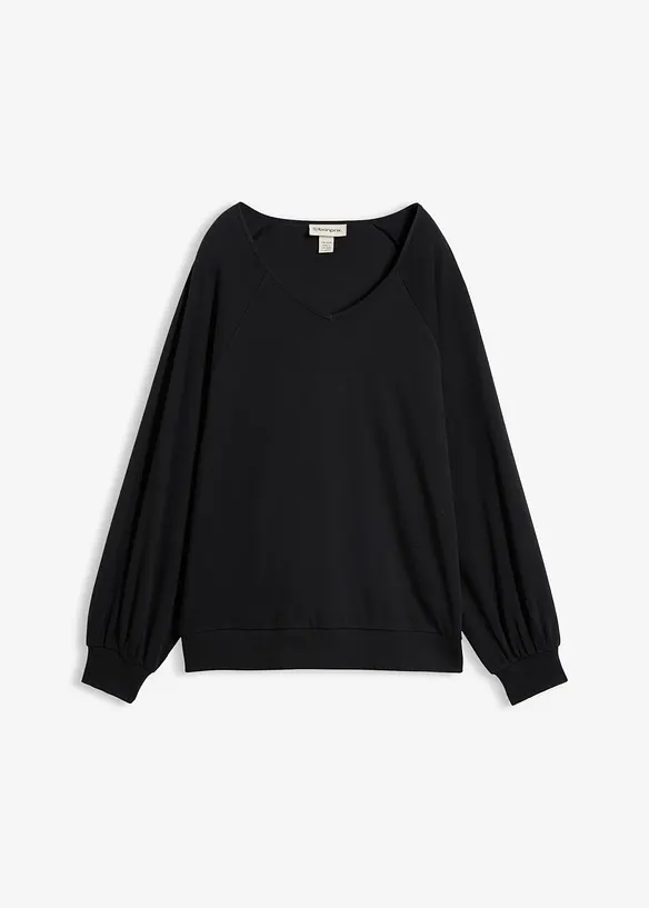 Oversize-Shirt aus reiner Baumwolle in schwarz von vorne - bonprix