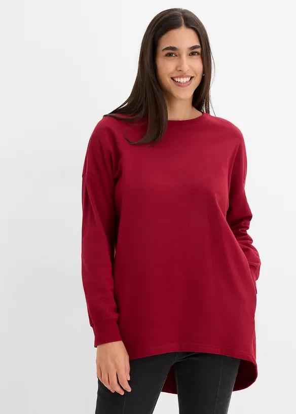 Oversize-Sweatshirt aus reiner Baumwolle in rot von vorne (im Anschnitt) - bonprix