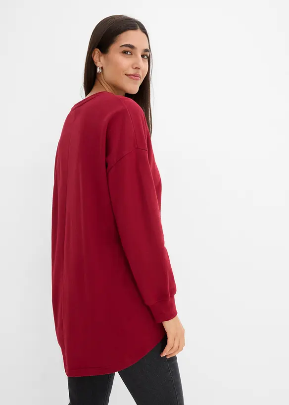 Oversize-Sweatshirt aus reiner Baumwolle in rot von hinten (im Anschnitt) - bonprix