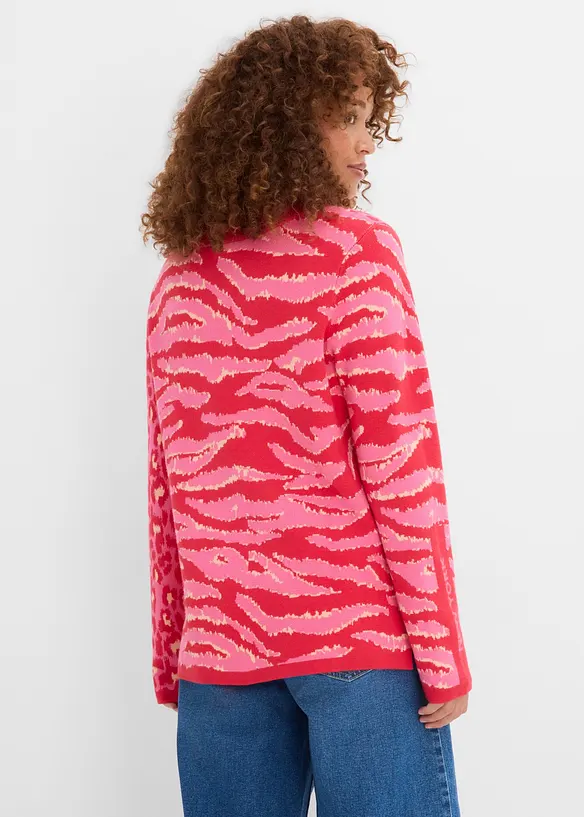 Feinstrickpullover im Animal-Design in rot von hinten (im Anschnitt) - bonprix